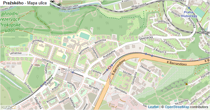 Pražského - mapa ulice