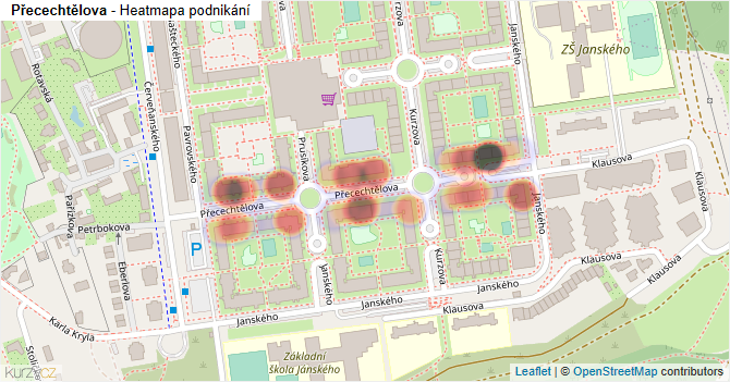 Přecechtělova - mapa podnikání