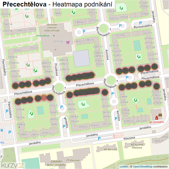 Mapa Přecechtělova - Firmy v ulici.