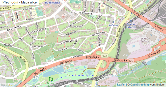 Přechodní - mapa ulice