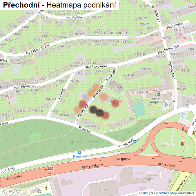Mapa Přechodní - Firmy v ulici.