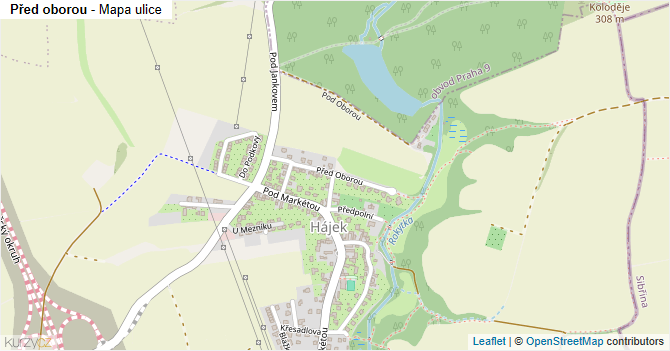 Před oborou - mapa ulice