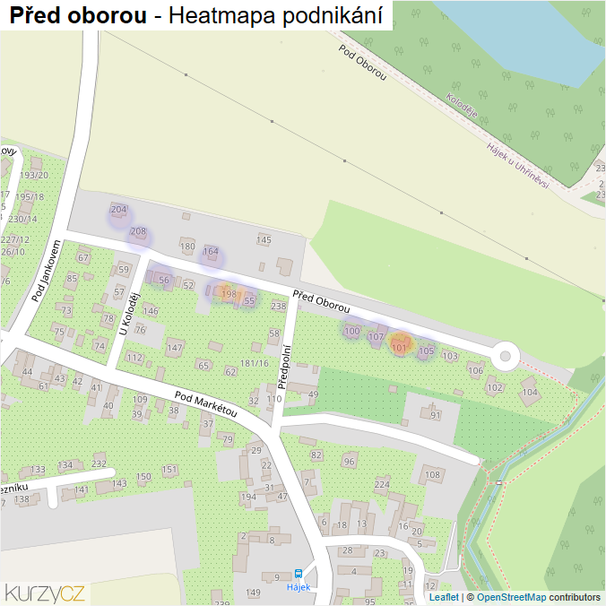 Mapa Před oborou - Firmy v ulici.