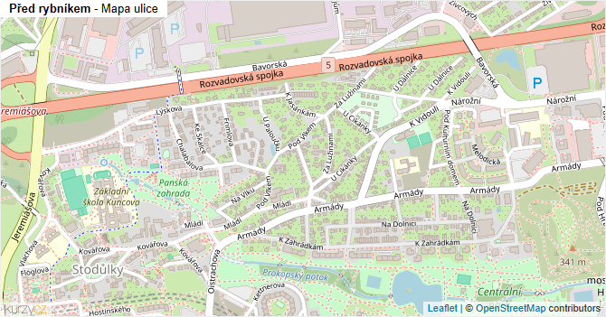Před rybníkem - mapa ulice
