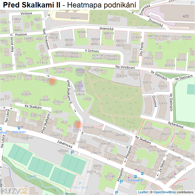 Mapa Před Skalkami II - Firmy v ulici.