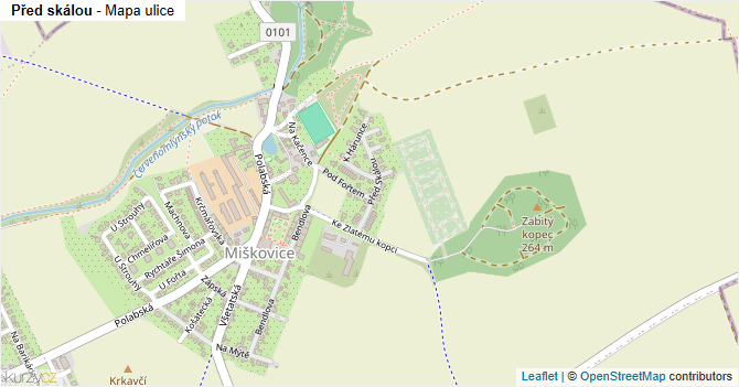 Před skálou - mapa ulice