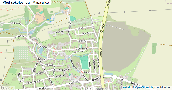 Před sokolovnou - mapa ulice