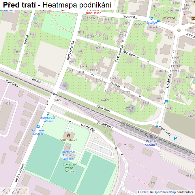 Mapa Před tratí - Firmy v ulici.