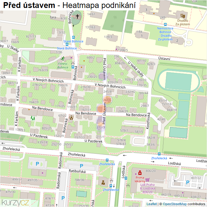 Mapa Před ústavem - Firmy v ulici.