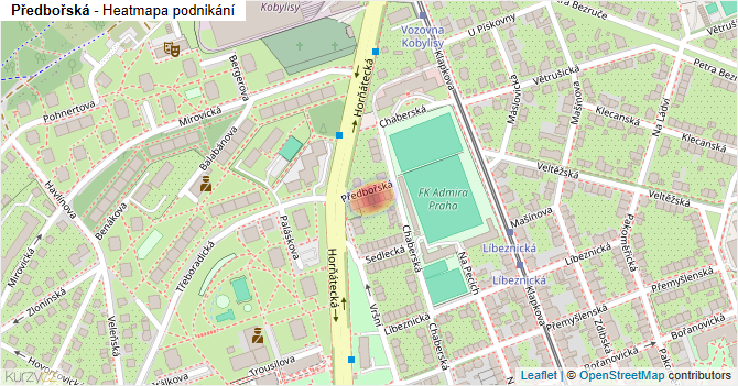 Předbořská - mapa podnikání