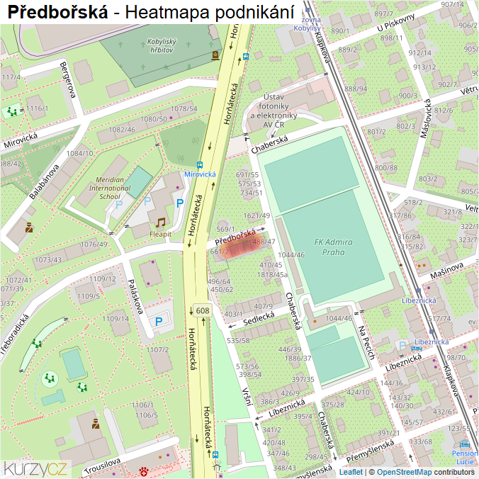 Mapa Předbořská - Firmy v ulici.