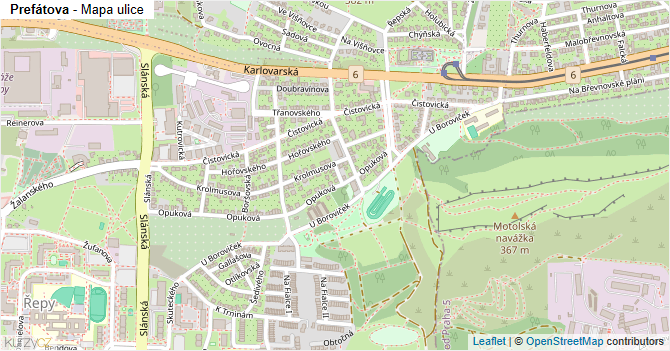 Prefátova - mapa ulice