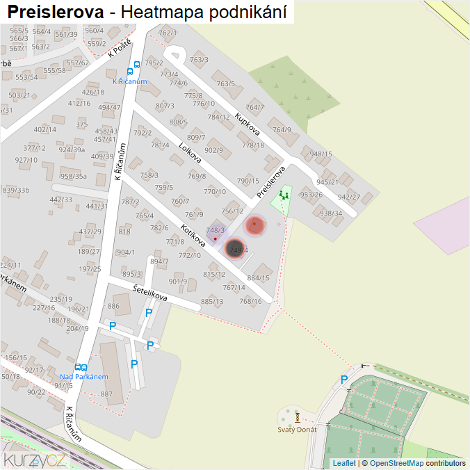 Mapa Preislerova - Firmy v ulici.