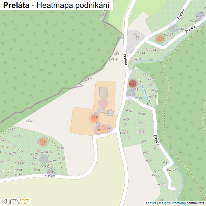 Mapa Preláta - Firmy v ulici.