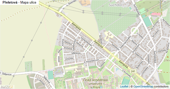 Přeletová - mapa ulice