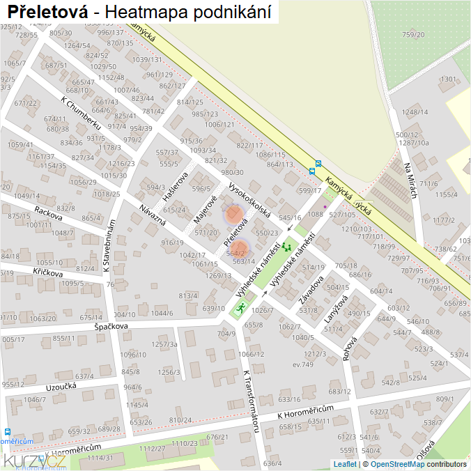 Mapa Přeletová - Firmy v ulici.