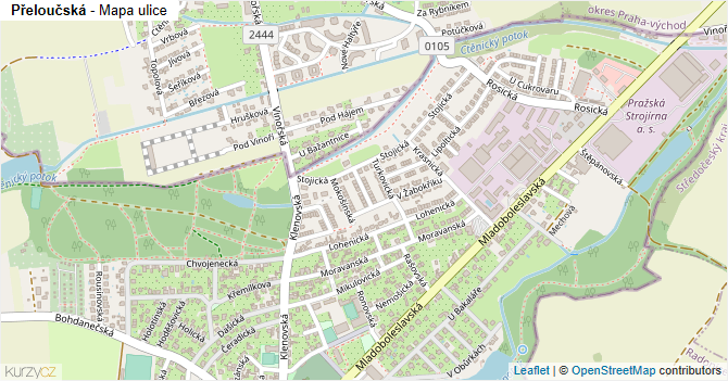 Přeloučská - mapa ulice
