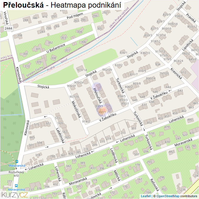 Mapa Přeloučská - Firmy v ulici.