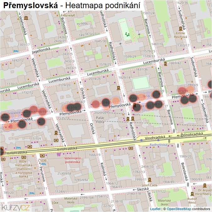 Mapa Přemyslovská - Firmy v ulici.