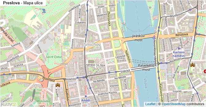 Preslova - mapa ulice