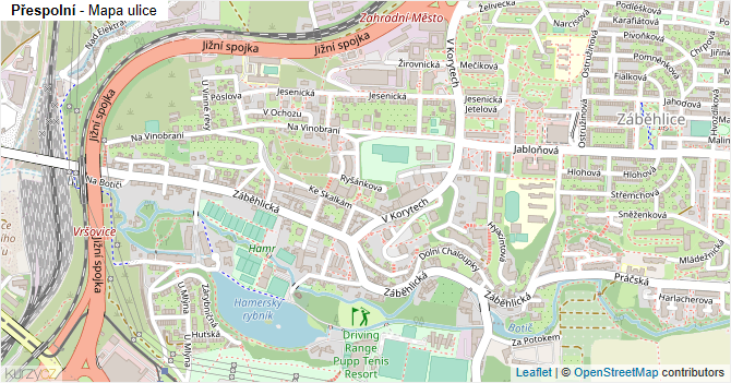 Přespolní - mapa ulice