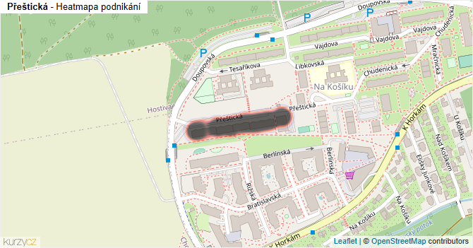 Přeštická - mapa podnikání
