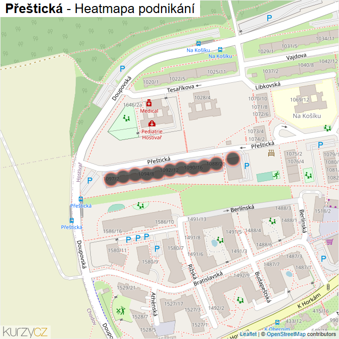 Mapa Přeštická - Firmy v ulici.