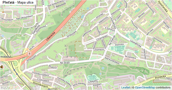Přeťatá - mapa ulice