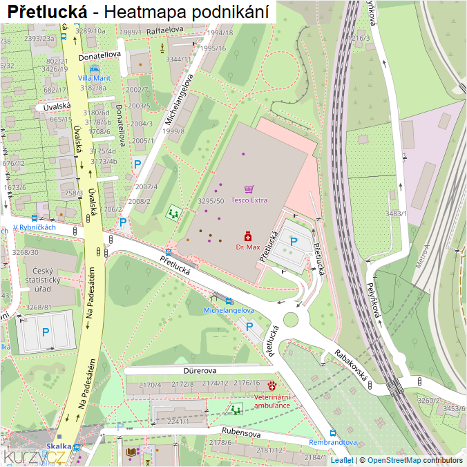 Mapa Přetlucká - Firmy v ulici.