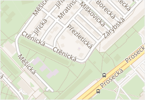 Přezletická v obci Praha - mapa ulice