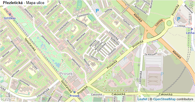 Přezletická - mapa ulice