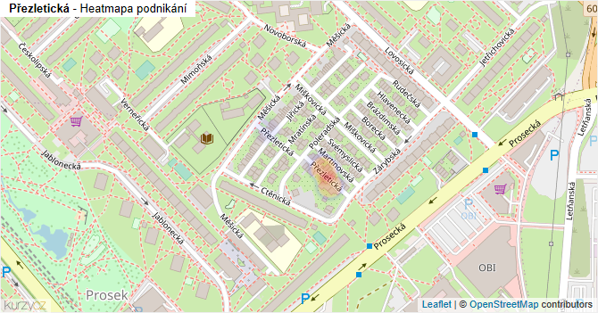 Přezletická - mapa podnikání