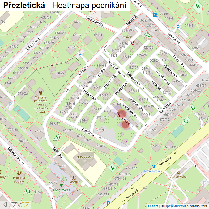 Mapa Přezletická - Firmy v ulici.