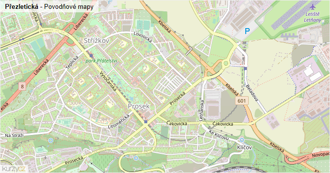 Přezletická - záplavové mapy stoleté vody