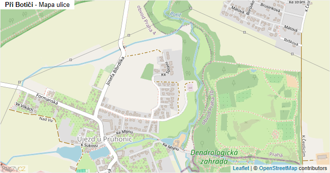 Při Botiči - mapa ulice