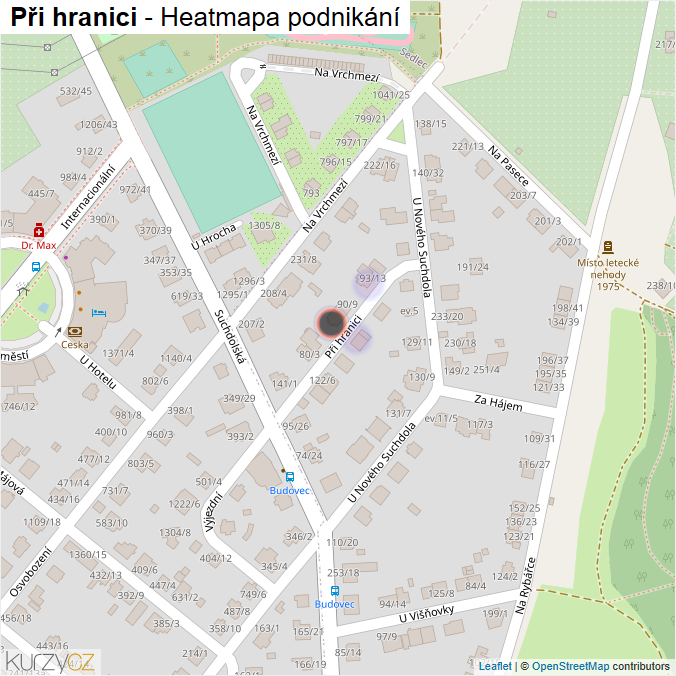 Mapa Při hranici - Firmy v ulici.