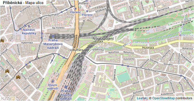 Příběnická - mapa ulice
