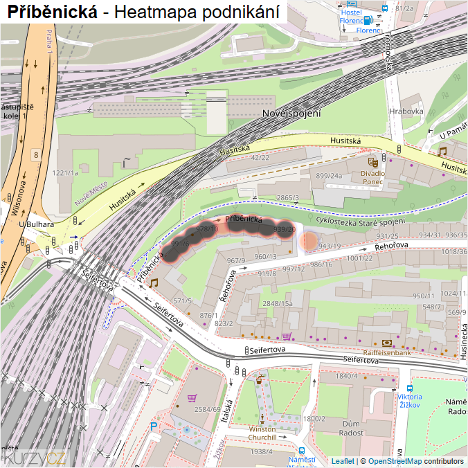 Mapa Příběnická - Firmy v ulici.
