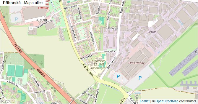 Příborská - mapa ulice