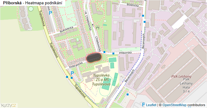 Příborská - mapa podnikání