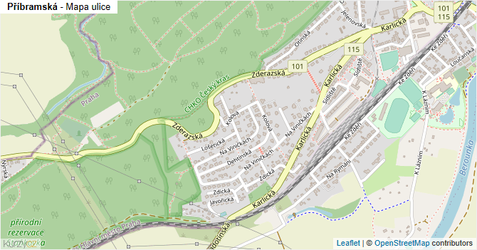 Příbramská - mapa ulice