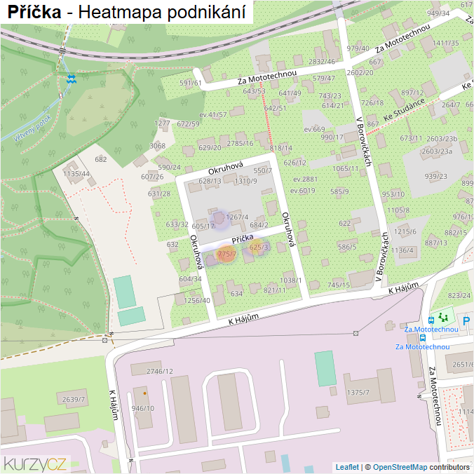 Mapa Příčka - Firmy v ulici.