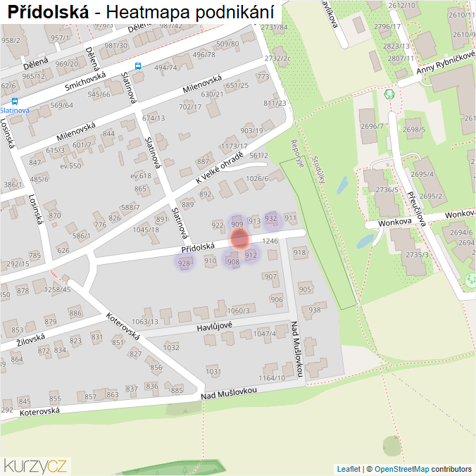 Mapa Přídolská - Firmy v ulici.