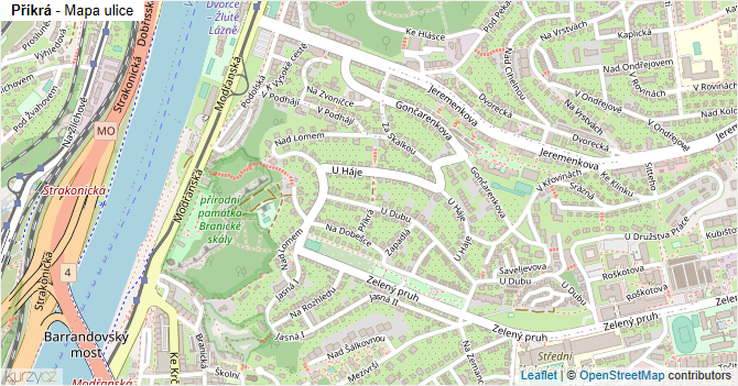 Příkrá - mapa ulice