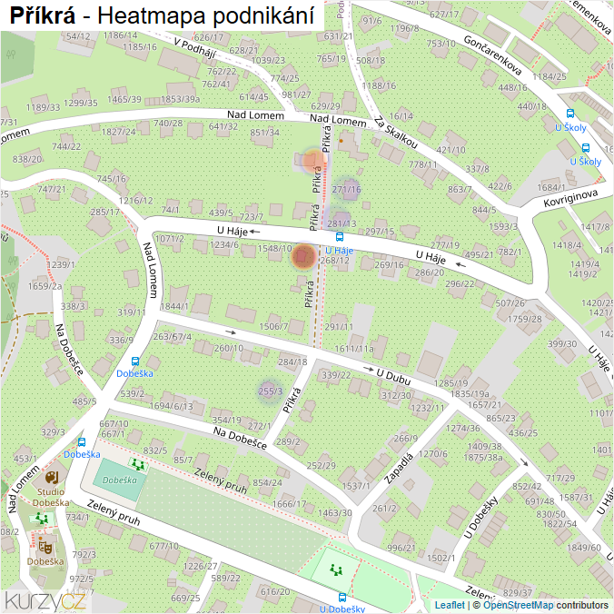 Mapa Příkrá - Firmy v ulici.