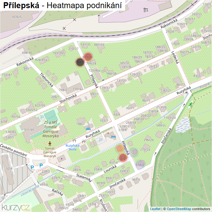 Mapa Přílepská - Firmy v ulici.