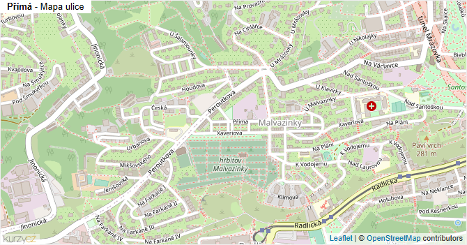 Přímá - mapa ulice