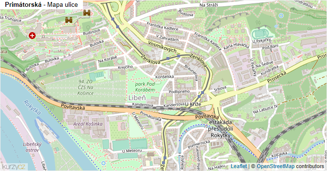 Primátorská - mapa ulice