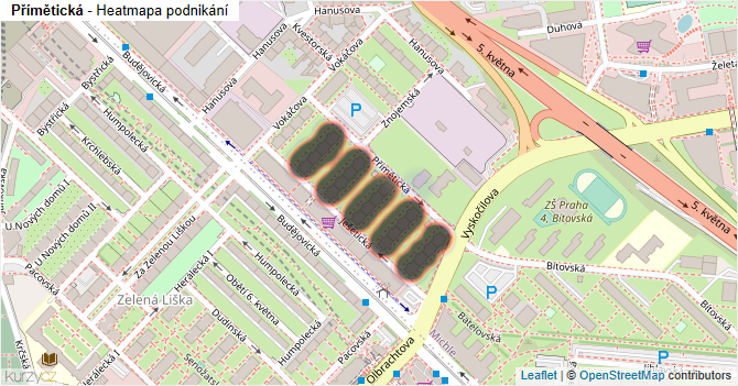 Přímětická - mapa podnikání