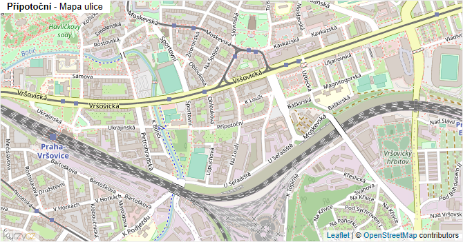 Přípotoční - mapa ulice